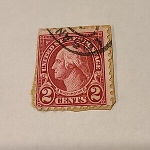 RARE GEORGE WASHINGTON RED 2 CENT STAMP used mail postage vintage vtg USA